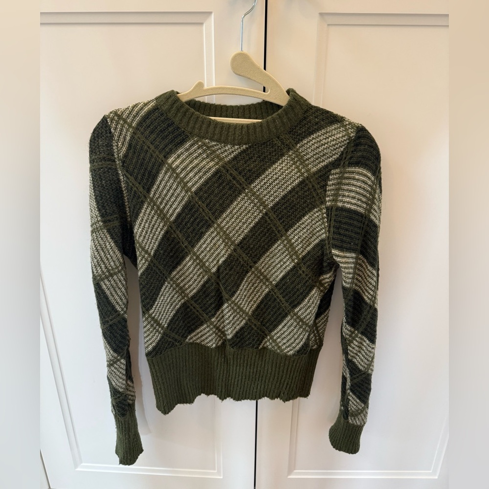 FRNCH Green Plaid Mohair Sweater, Size M/L